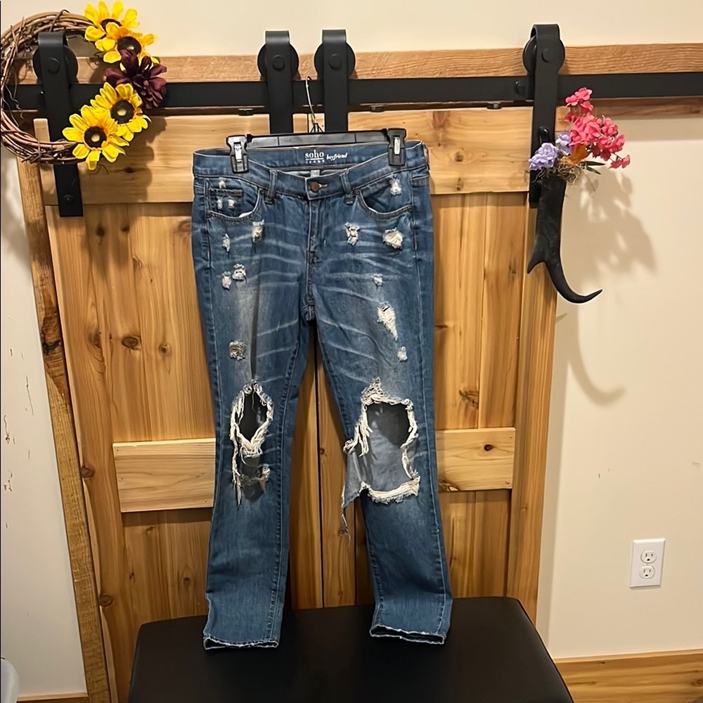 Soho Ripped Blue Boyfriend Jeans